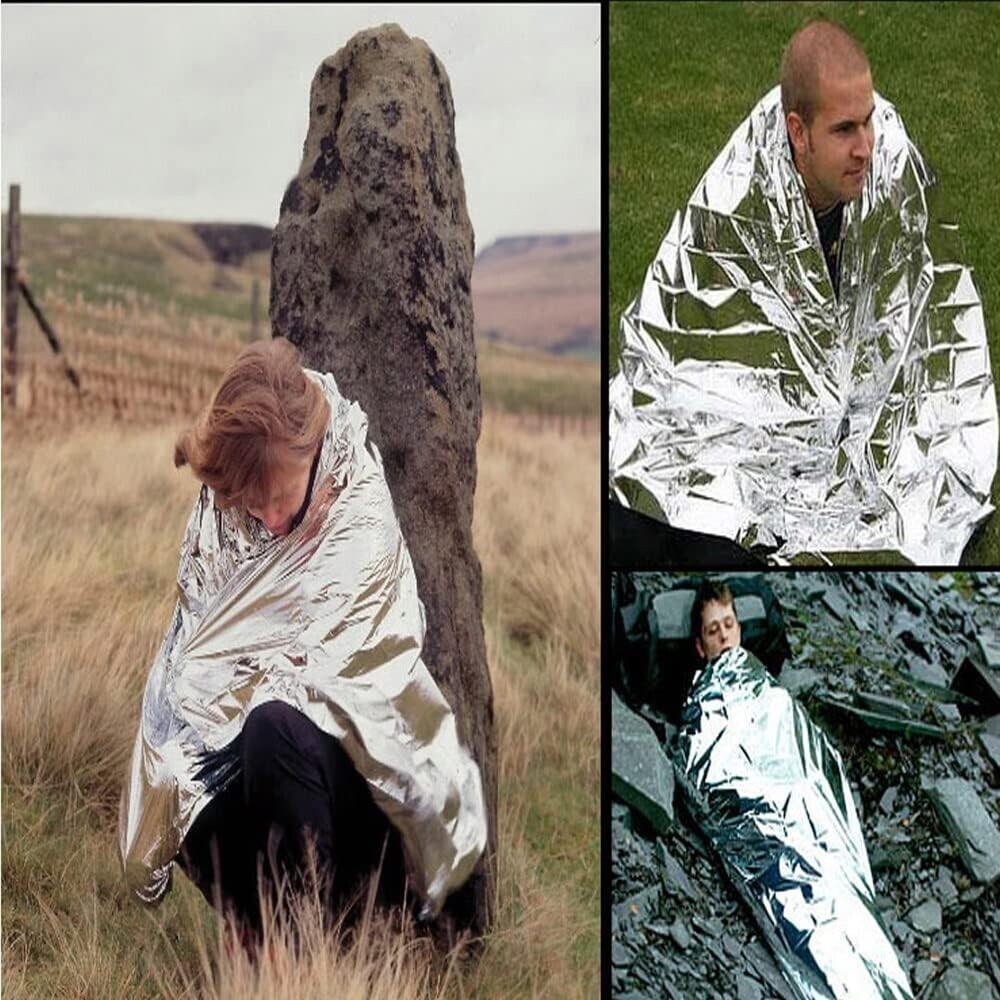 (2) 12 Pack Emergency Mylar Thermal Blankets for Outdoors, Thermal Foil Blanket - Picture 7 of 7